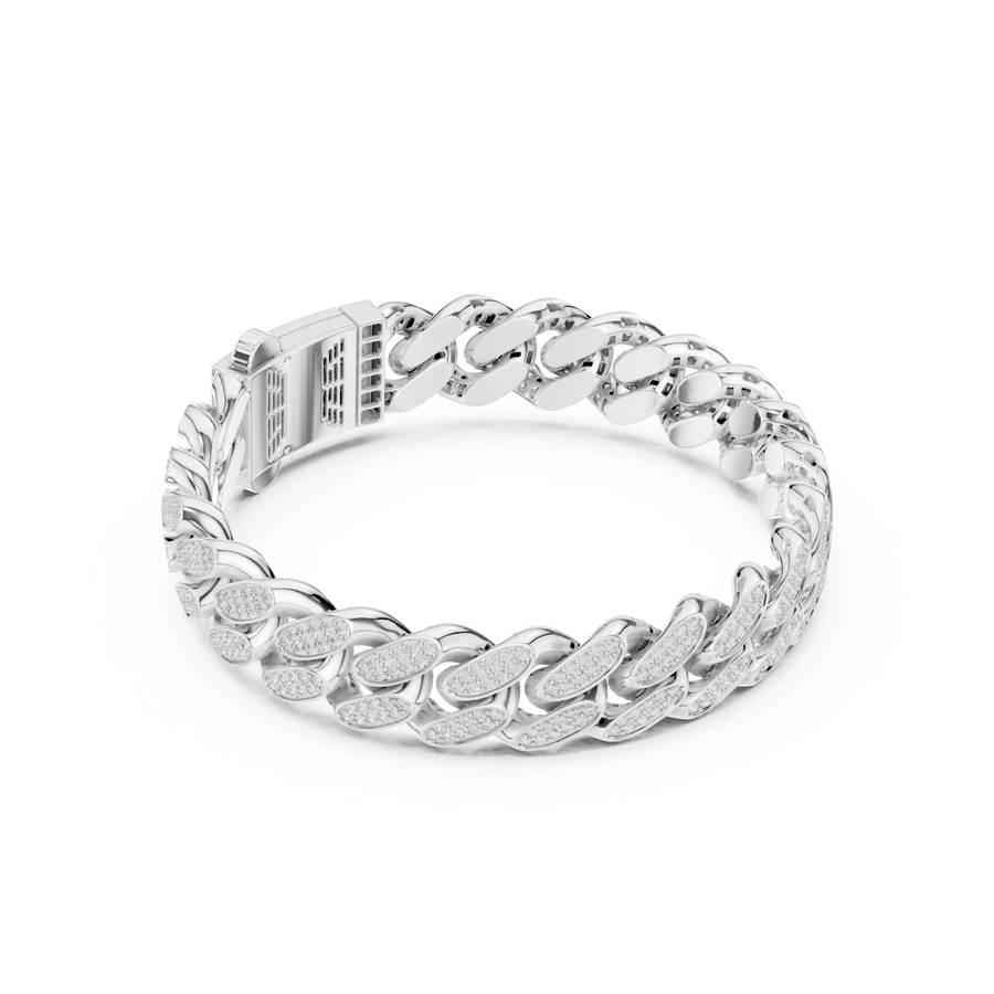 Heavy Pavé Curb Link Bracelet — B9-097 — digital design render