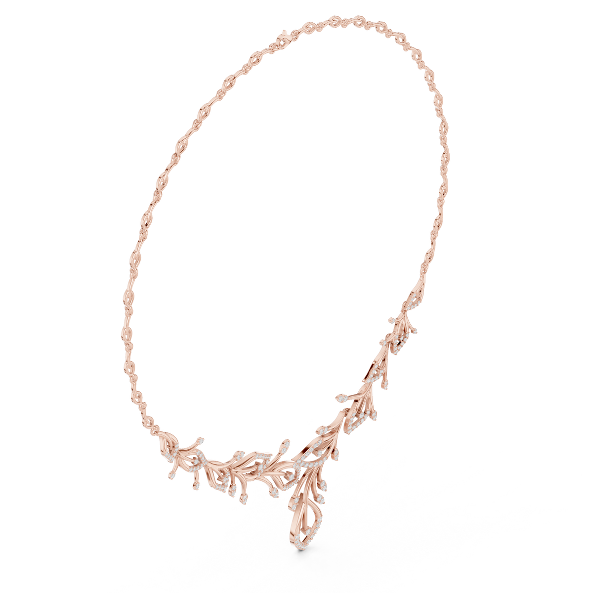 Leaf-Vine Drop Necklace — SBWN-004 — digital design render