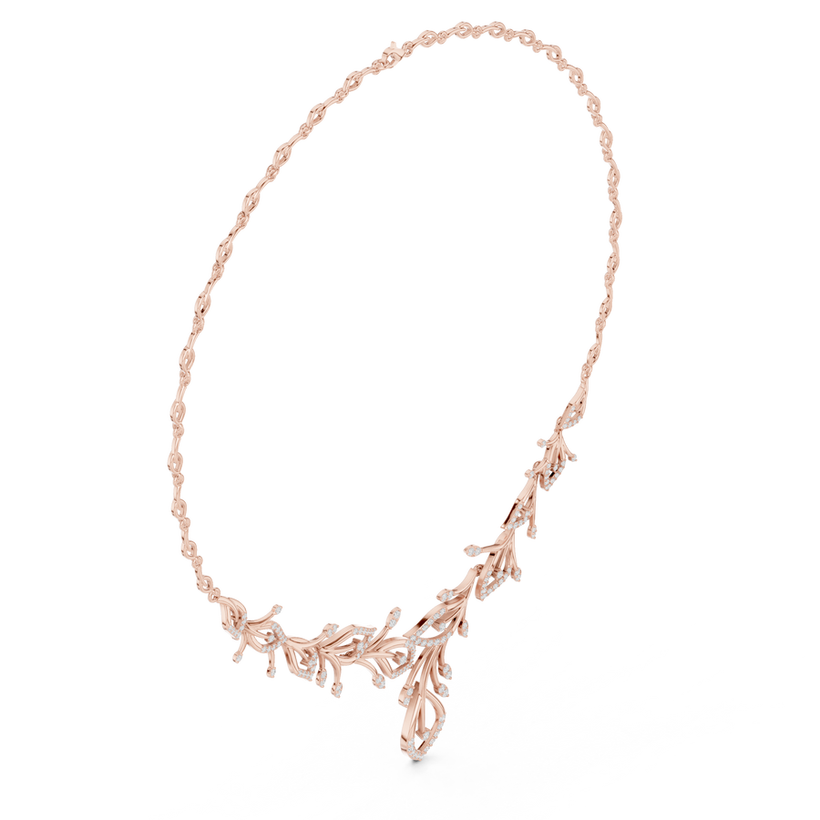 Leaf-Vine Drop Necklace — SBWN-004 — digital design render