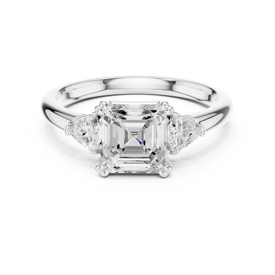 LH-03307 — Asscher-Cut Ring and Band Design — digital design render
