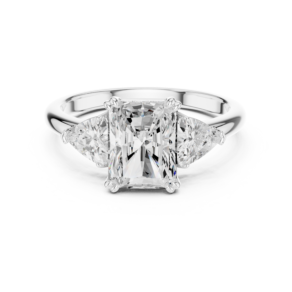LH-03322 — Radiant-Cut Three-Stone Ring Design — digital design render