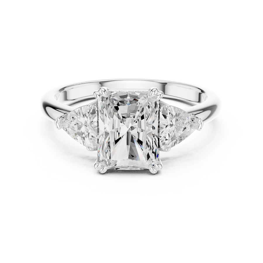 LH-03322 — Radiant-Cut Three-Stone Ring Design — digital design render