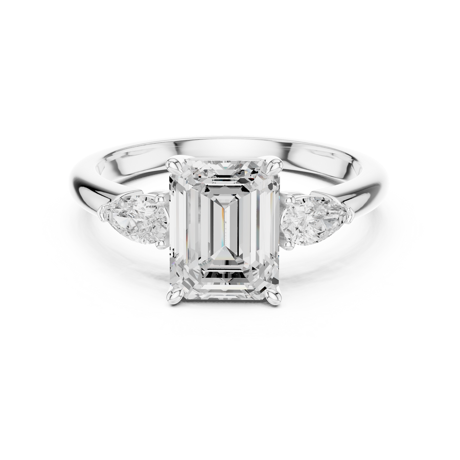 LH-03325 — Emerald-Cut Three-Stone Ring Design — digital design render