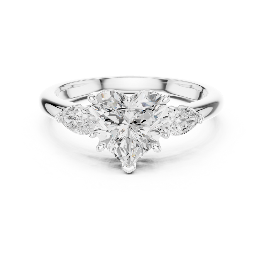 LH-03326 — Heart-Cut Three-Stone Ring Design — digital design render