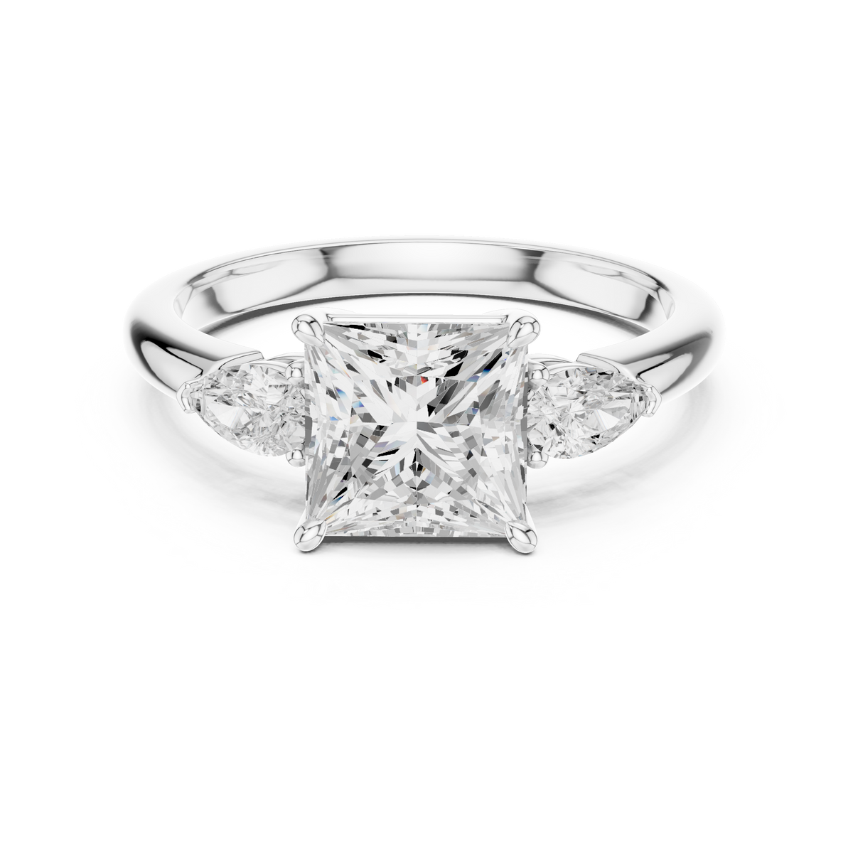 LH-03328 — Princess-Cut Three-Stone Ring Design — digital design render