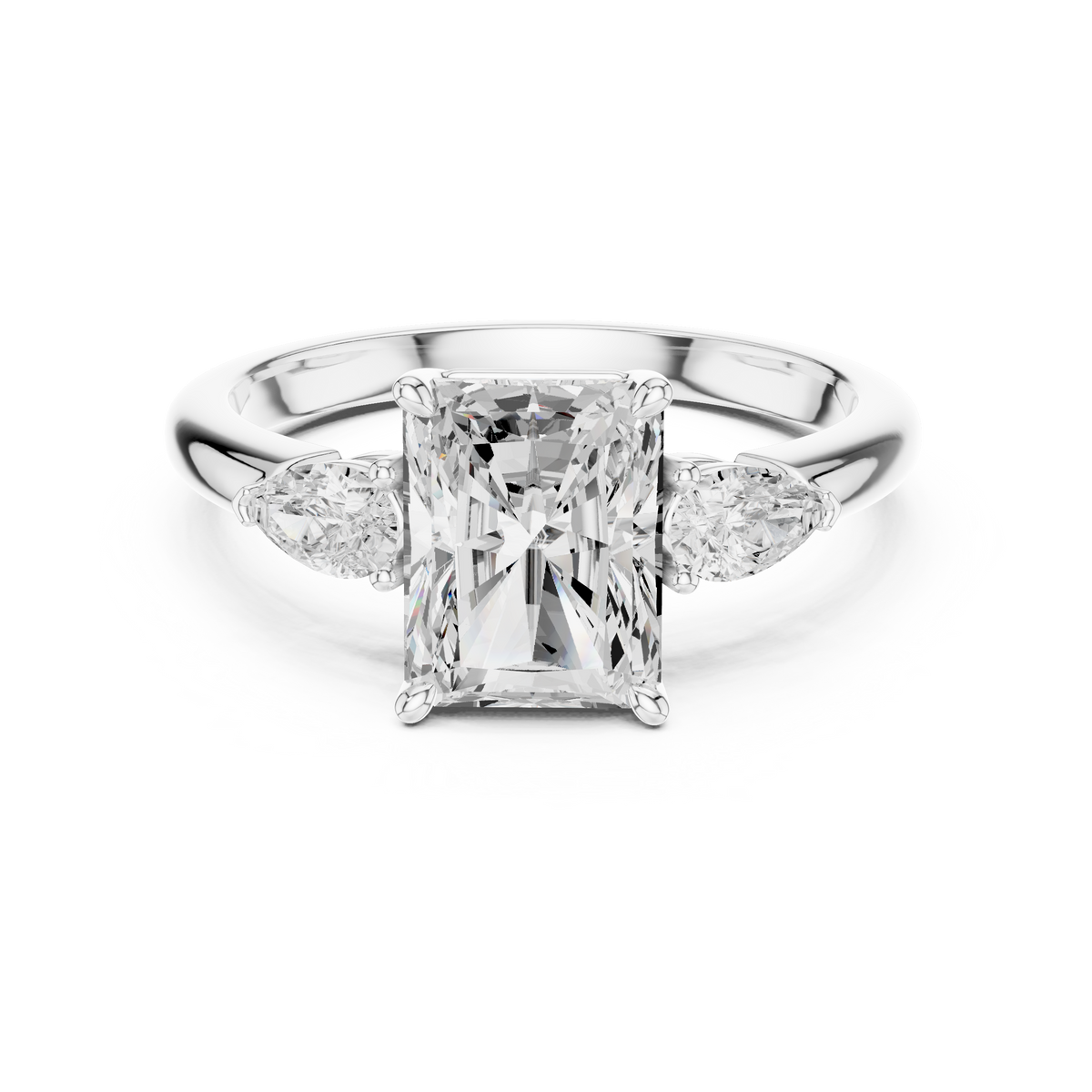 LH-03329 — Radiant-Cut Three-Stone Ring Design — digital design render