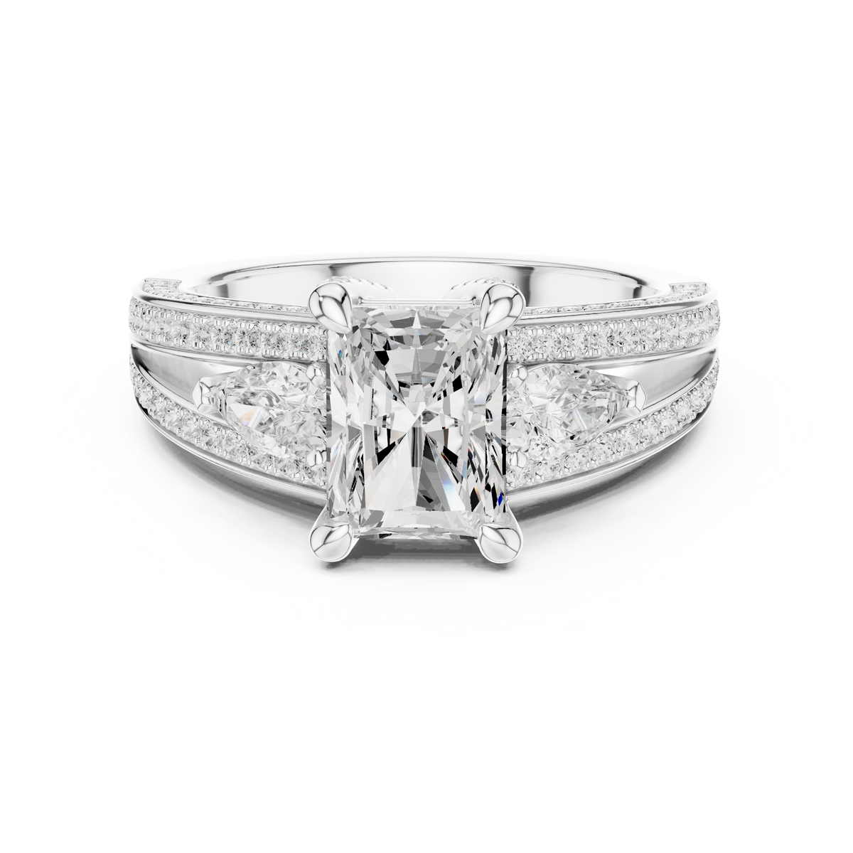 LH-03331 — Radiant-Cut Ring Design — digital design render