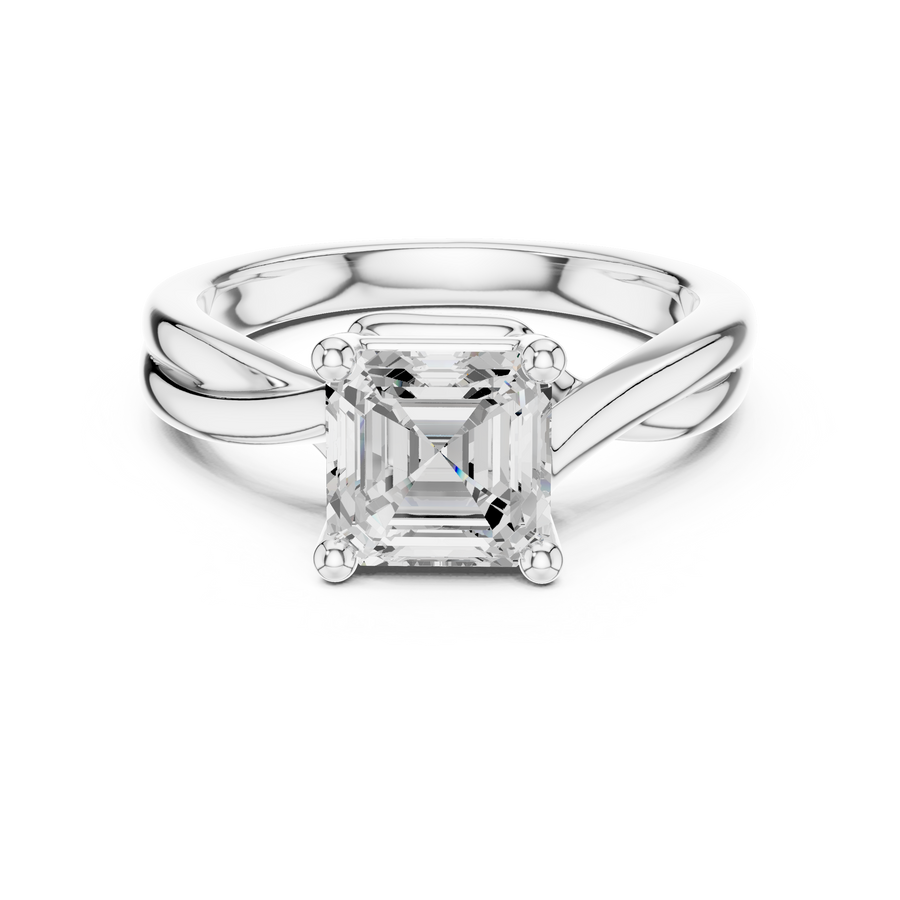 LH-03332 — Asscher-Cut Ring Design — digital design render