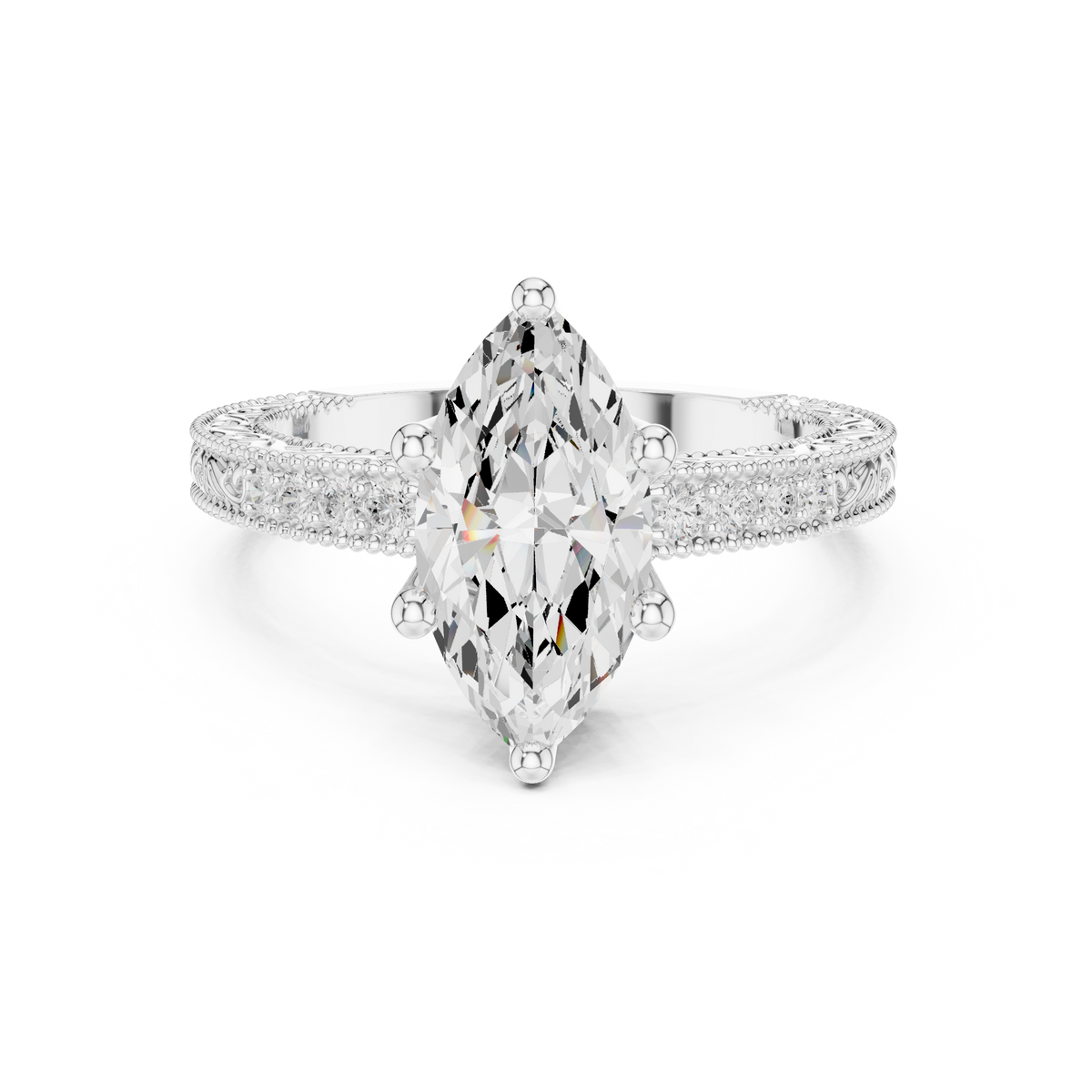 LH-03360 — Marquise-Cut Ring — digital design render