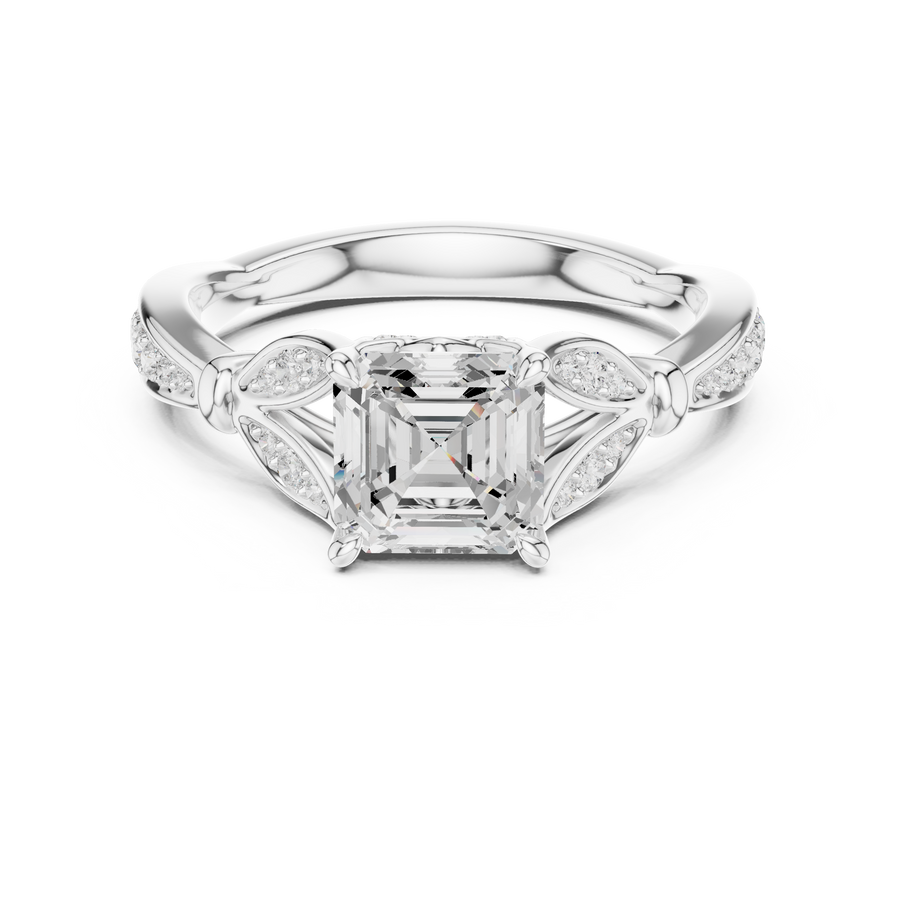 LH-03365 — Asscher-Cut Ring — digital design render
