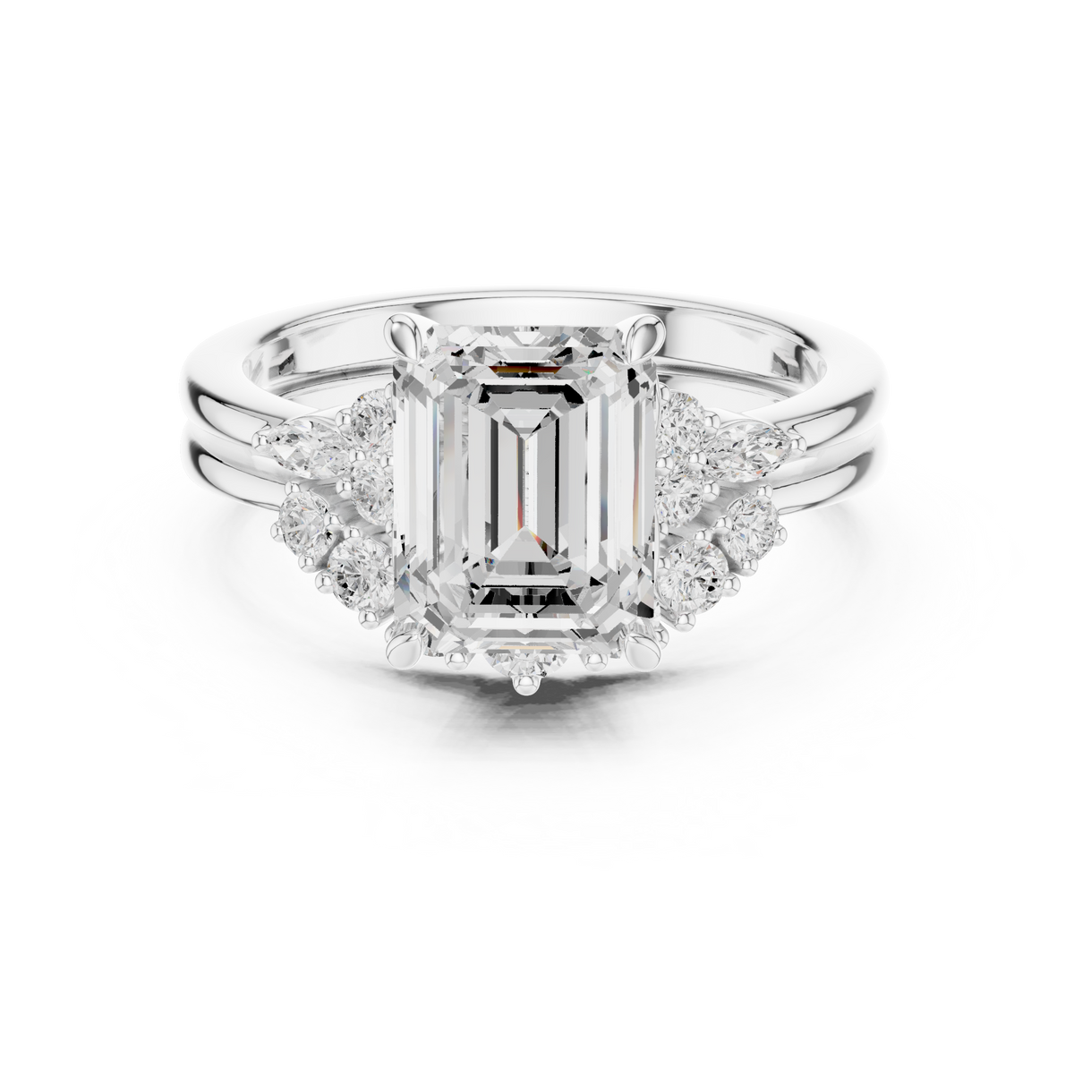 LH-03381 — Emerald-Cut Ring Design — digital design render