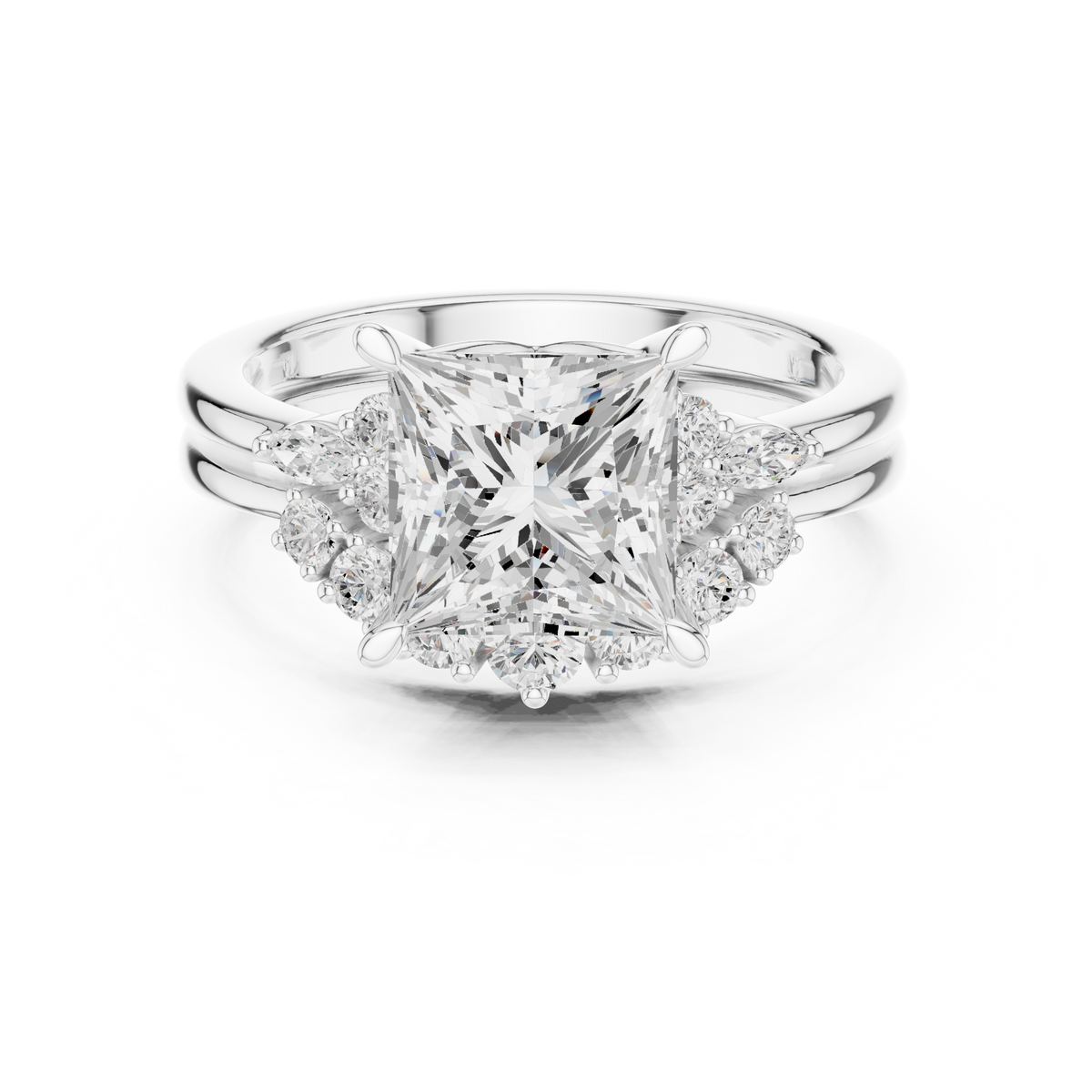 LH-03385 — Princess-Cut Ring Design — digital design render