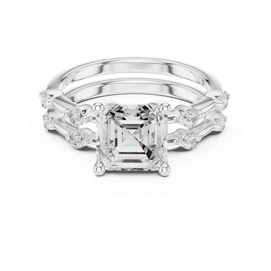 LH-03388 — Asscher-Cut Ring Design — digital design render