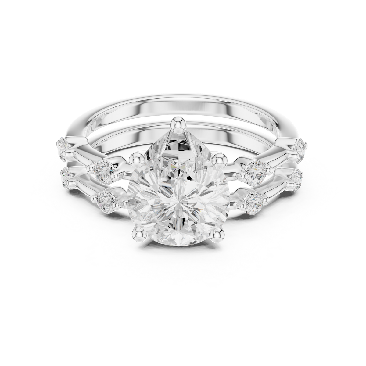 LH-03392 — Pear-Cut Ring Design — digital design render