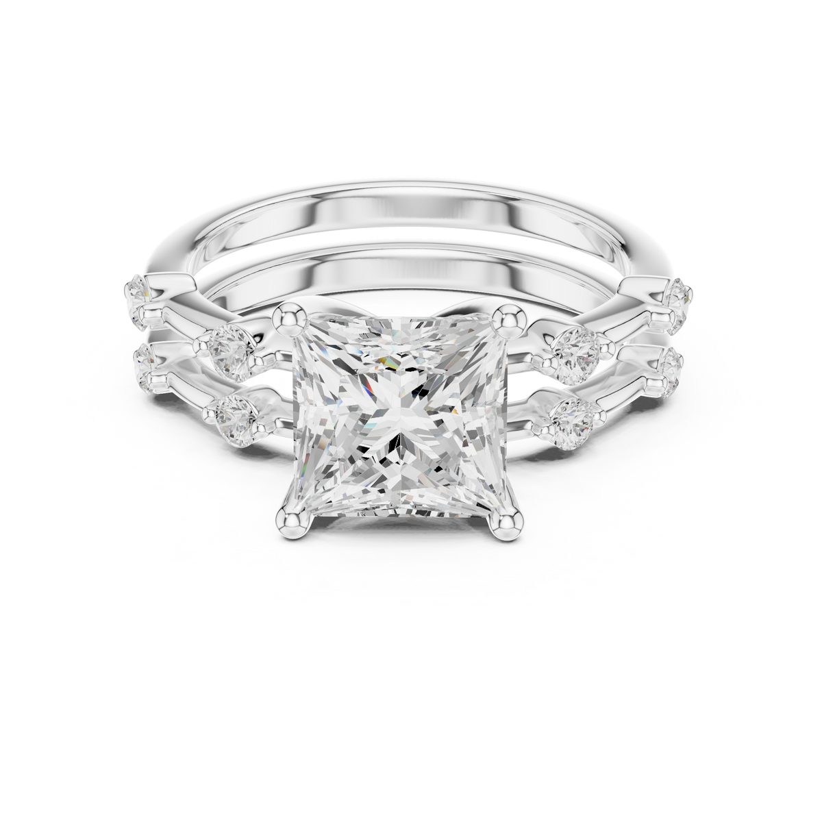 LH-03393 — Princess-Cut Ring Design — digital design render