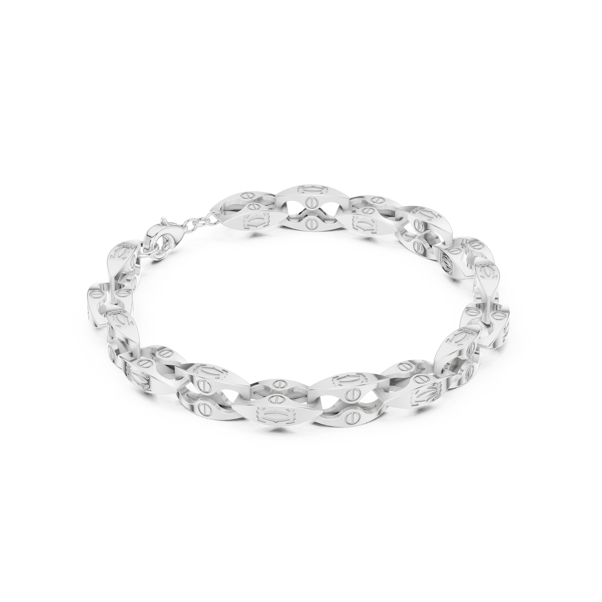Contoured Scroll Link Bracelet — B13-647 — supplied digital design render
