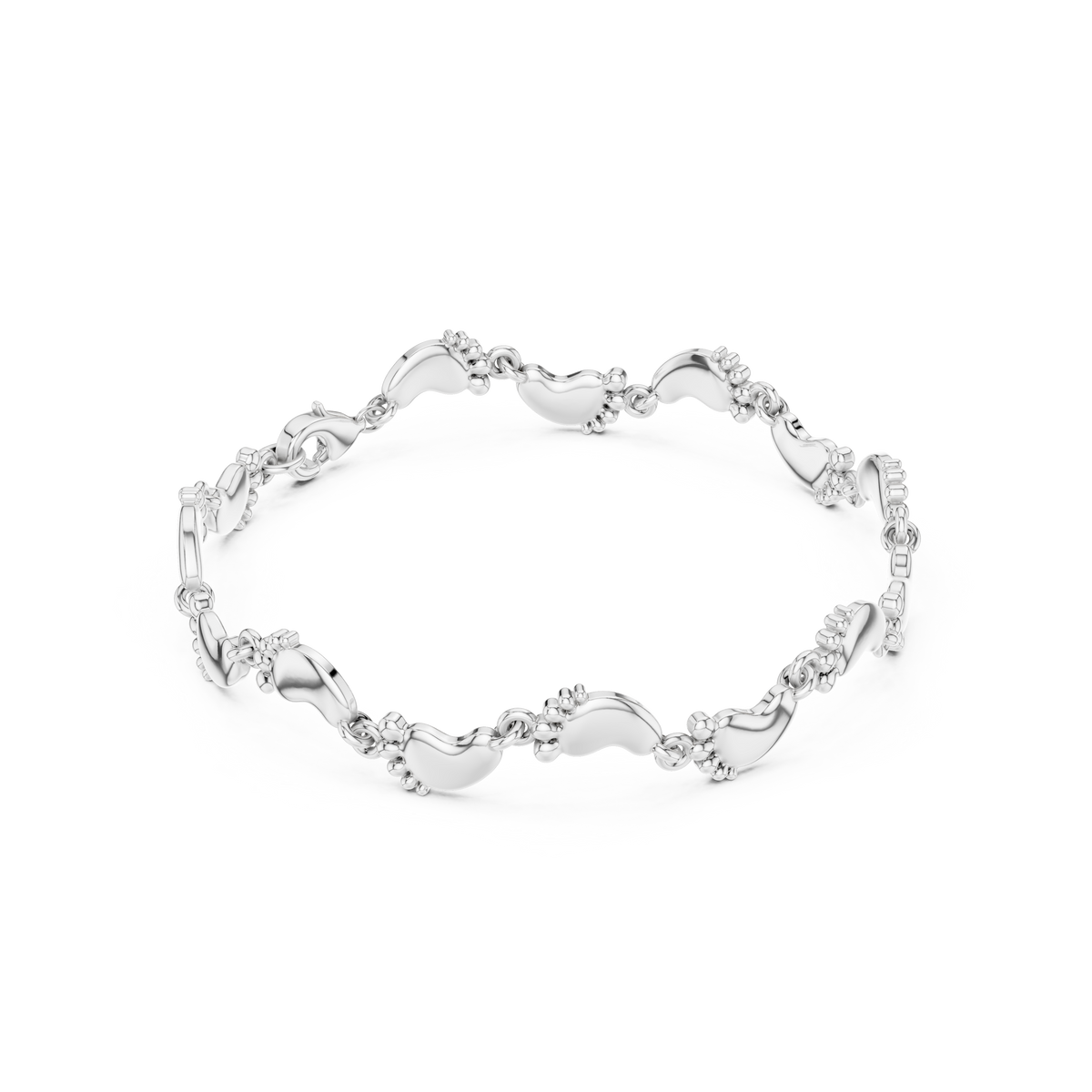 Floral Accent Link Bracelet — B13-657 — supplied digital design render