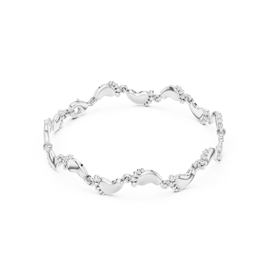 Floral Accent Link Bracelet — B13-657 — supplied digital design render
