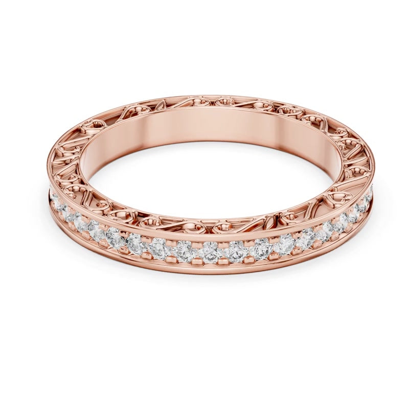 Patterned-Edge Eternity Band
