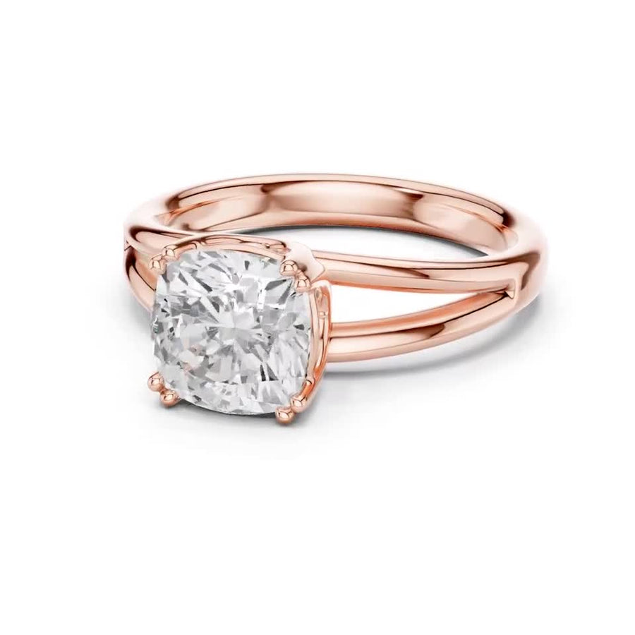 Cushion-Cut Split-Shoulder Solitaire Ring — DDLR-094-CU
