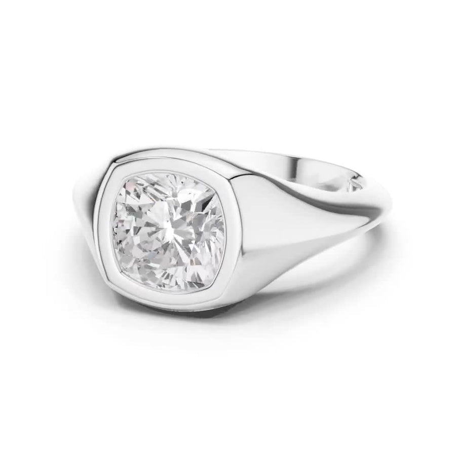 Cushion-Cut Openwork Solitaire Ring — DDLR-093-CU