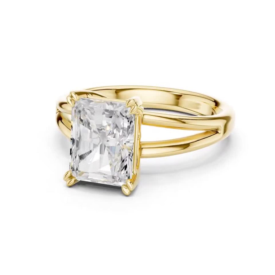 Radiant-Cut Split-Shoulder Solitaire Ring — DDLR-094-RA