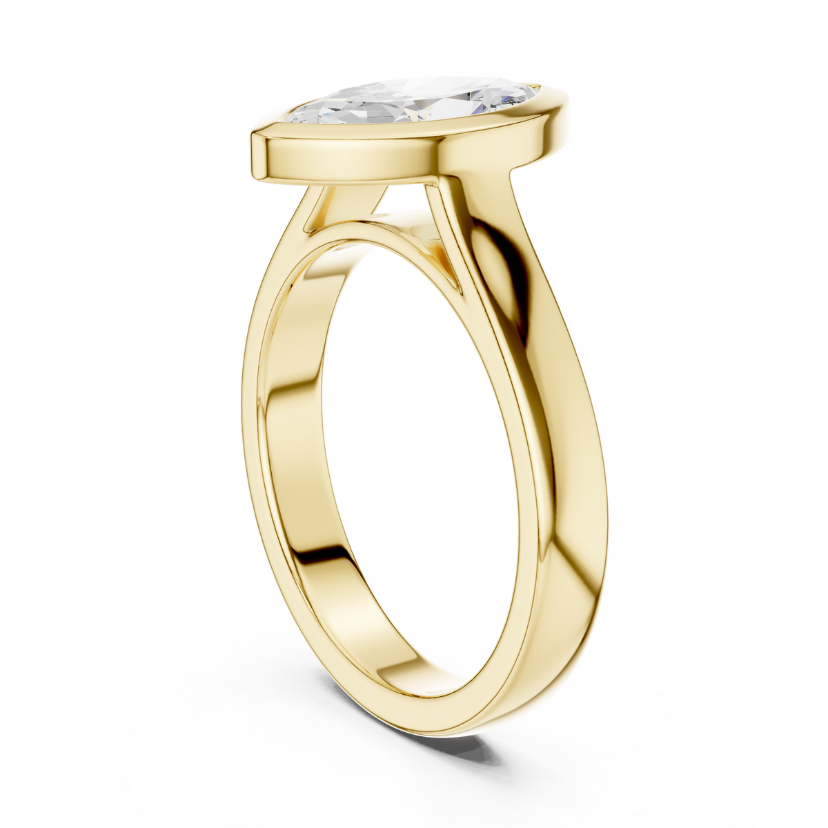 Marquise-Cut Bezel-Set Solitaire Ring — DDLR-092-MQ — digital design render
