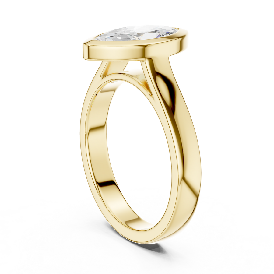 Marquise-Cut Bezel-Set Solitaire Ring — DDLR-092-MQ — digital design render