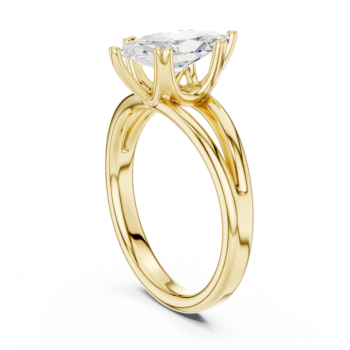 Marquise-Cut Split-Shoulder Solitaire Ring — DDLR-094-MQ — digital design render