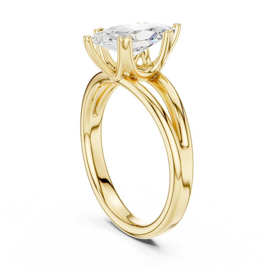 Marquise-Cut Split-Shoulder Solitaire Ring — DDLR-094-MQ — digital design render