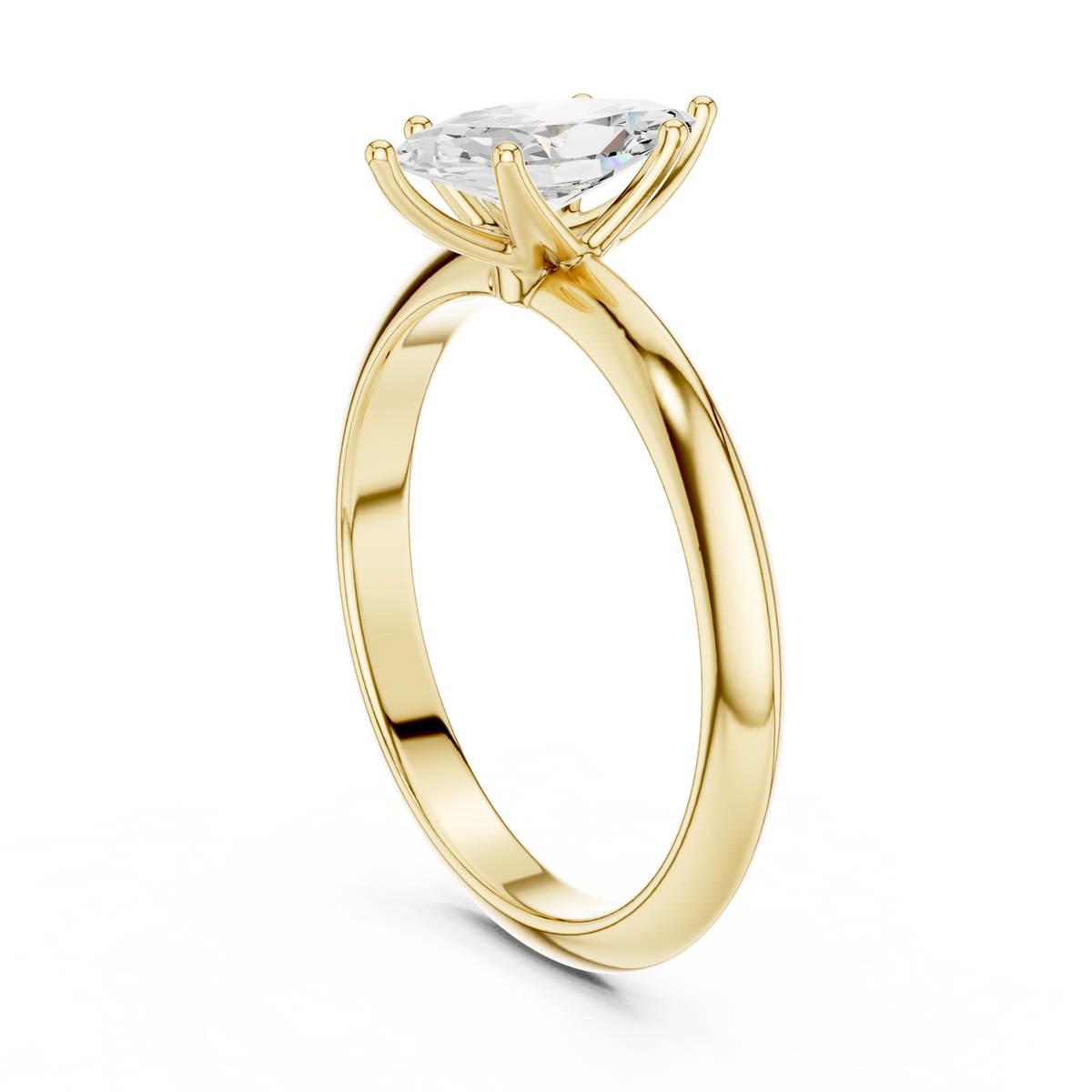 Marquise-Cut Tapered Solitaire Ring — DDLR-146-MQ — digital design render
