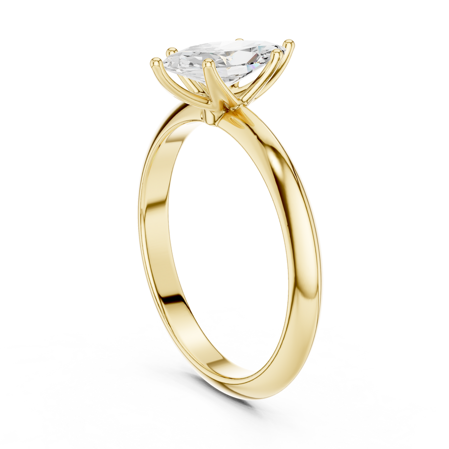 Marquise-Cut Tapered Solitaire Ring — DDLR-146-MQ — digital design render