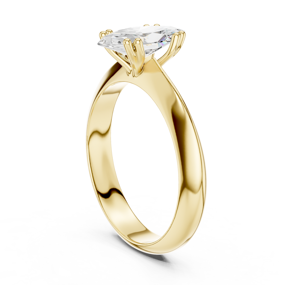 Marquise-Cut Wide-Shoulder Solitaire Ring — DDLR-147-MQ — digital design render