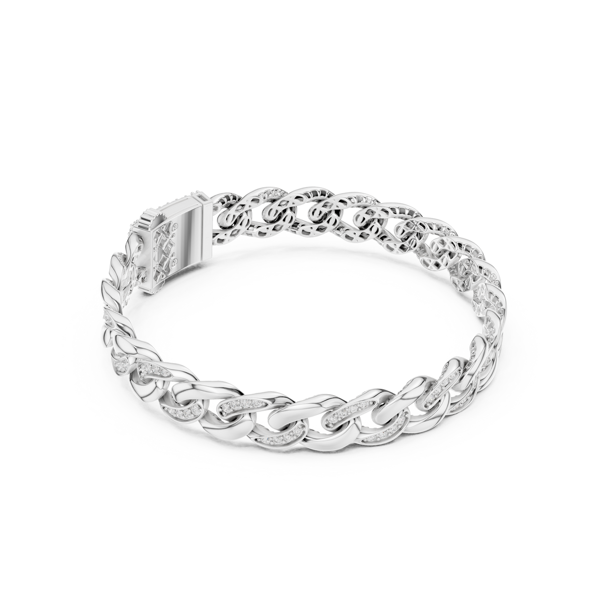 Mixed Pavé Curb Link Bracelet — B9-004 — digital design render