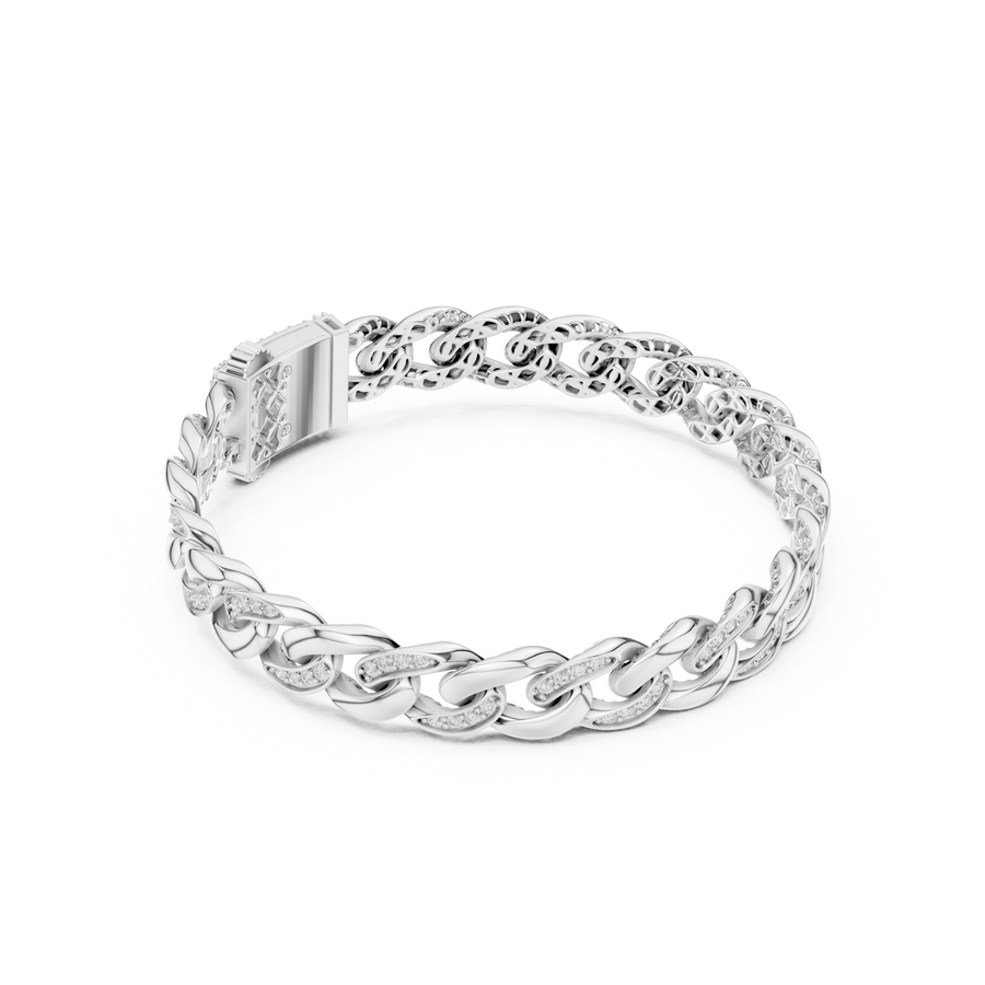 Mixed Pavé Curb Link Bracelet — B9-004 — digital design render