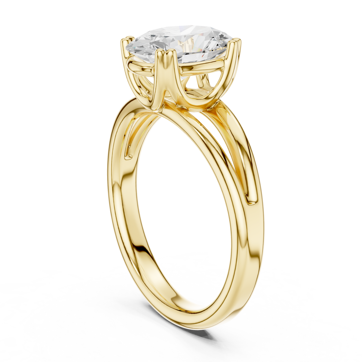Oval-Cut Split-Shoulder Solitaire Ring — DDLR-094-OV — digital design render
