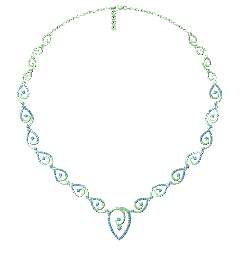 Paisley Drop Necklace — SBWN-005 — technical CAD preview