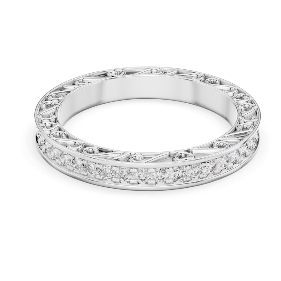 Patterned-Edge Eternity Band — still from the supplied digital video render
