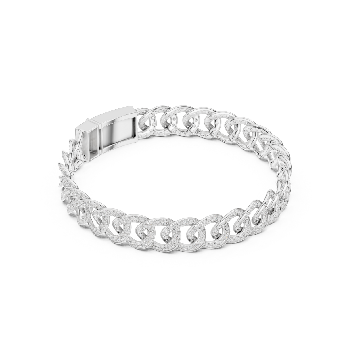 Pavé Open Curb Bracelet — B9-308 — digital design render