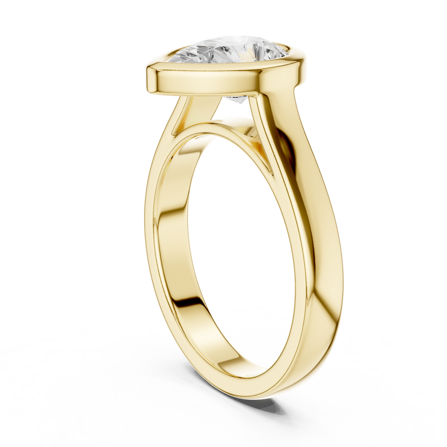 Pear-Cut Bezel-Set Solitaire Ring — DDLR-092-PE — digital design render