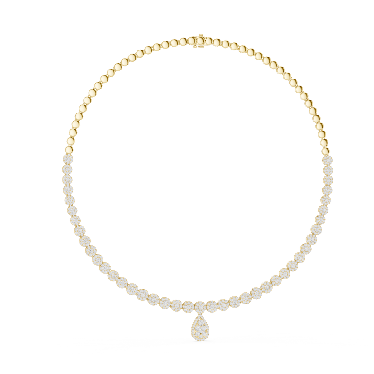 Pear-Pendant Link Necklace — GNK-0048 — digital design render