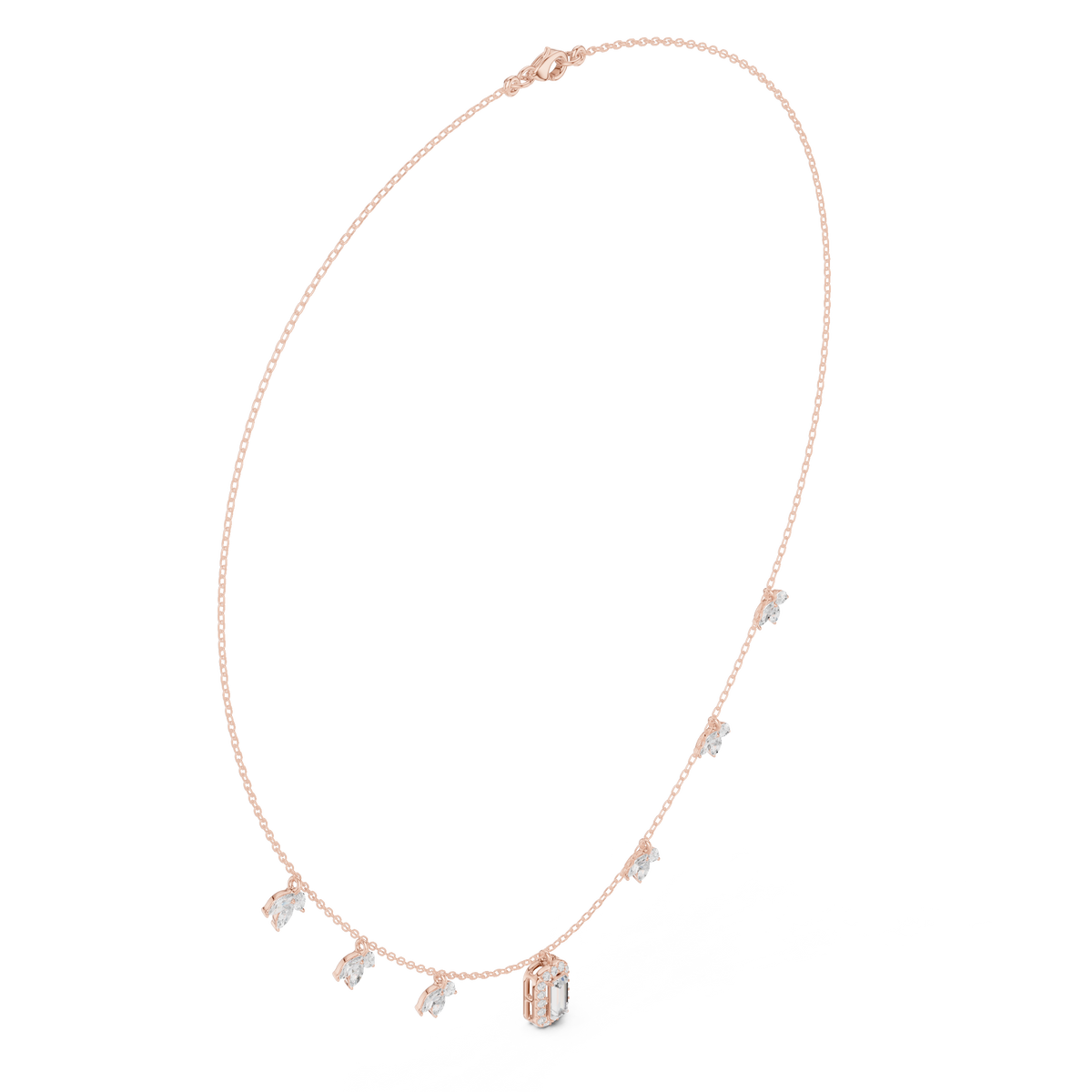 Pear Pendant Station Necklace — SBWN-015 — digital design render