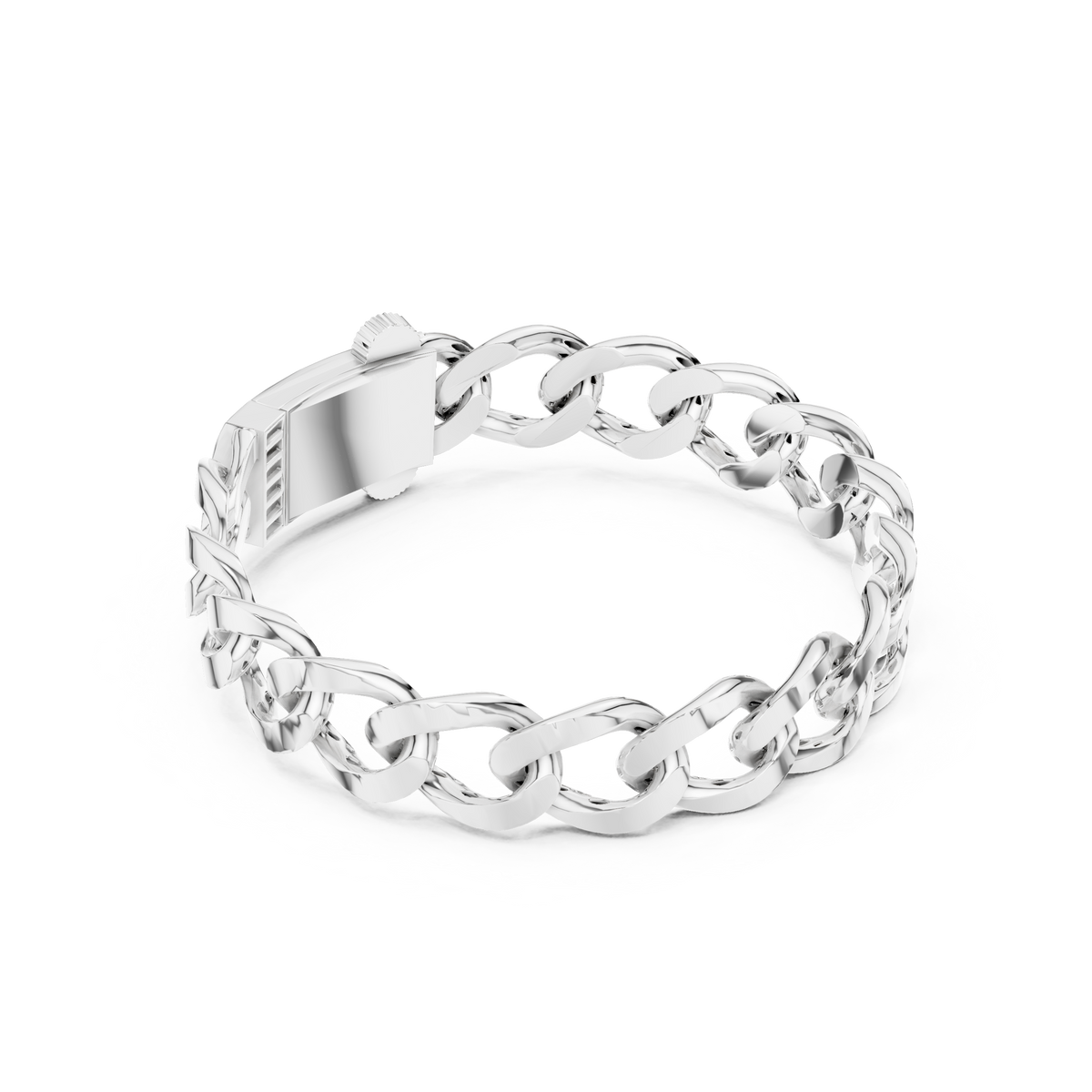 Polished Curb Link Bracelet — B9-069 — digital design render