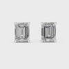 Emerald-Cut Stud Earrings — silver-tone digital video render