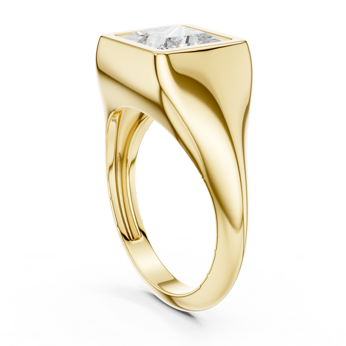 Princess-Cut Openwork Solitaire Ring — DDLR-093-PR — digital design render