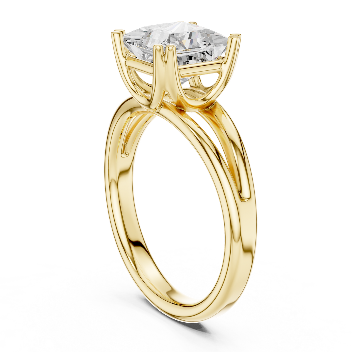 Princess-Cut Split-Shoulder Solitaire Ring — DDLR-094-PR — digital design render