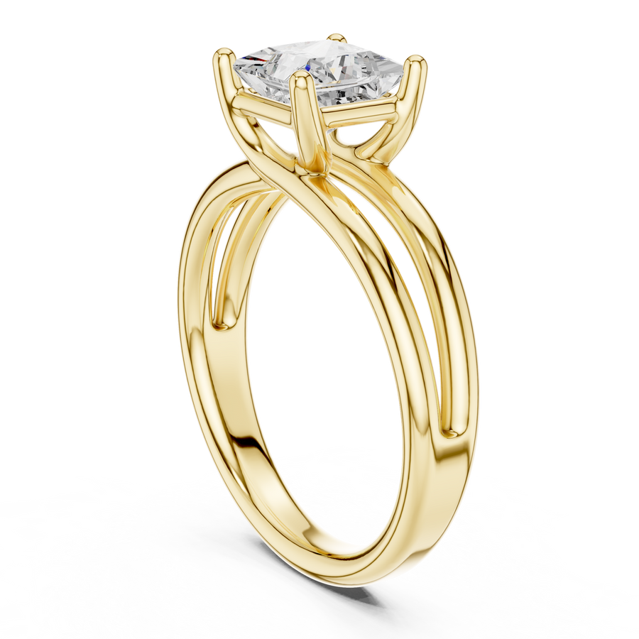 Princess-Cut Triple-Shoulder Solitaire Ring — 9 PRI — digital design render
