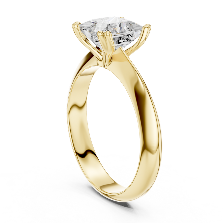 Princess-Cut Wide-Shoulder Solitaire Ring — DDLR-147-PR — digital design render