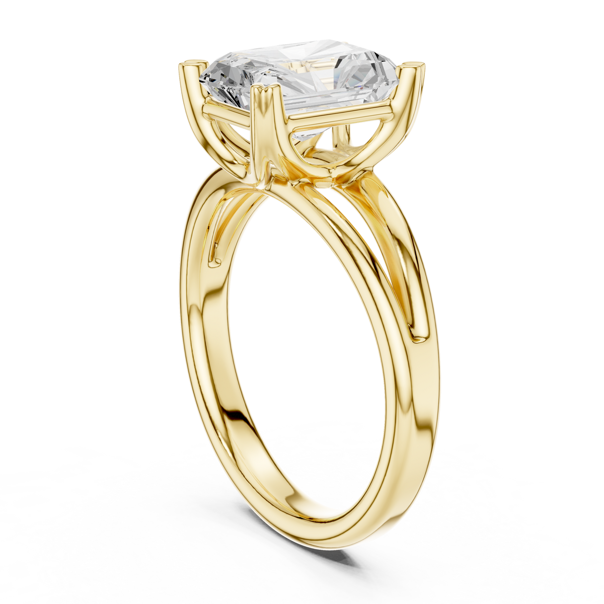 Radiant-Cut Split-Shoulder Solitaire Ring — DDLR-094-RA — digital design render
