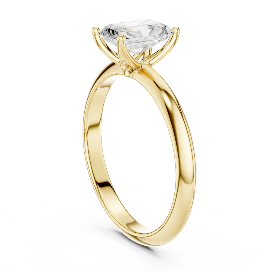 Radiant-Cut Tapered Solitaire Ring — DDLR-146-RA — digital design render